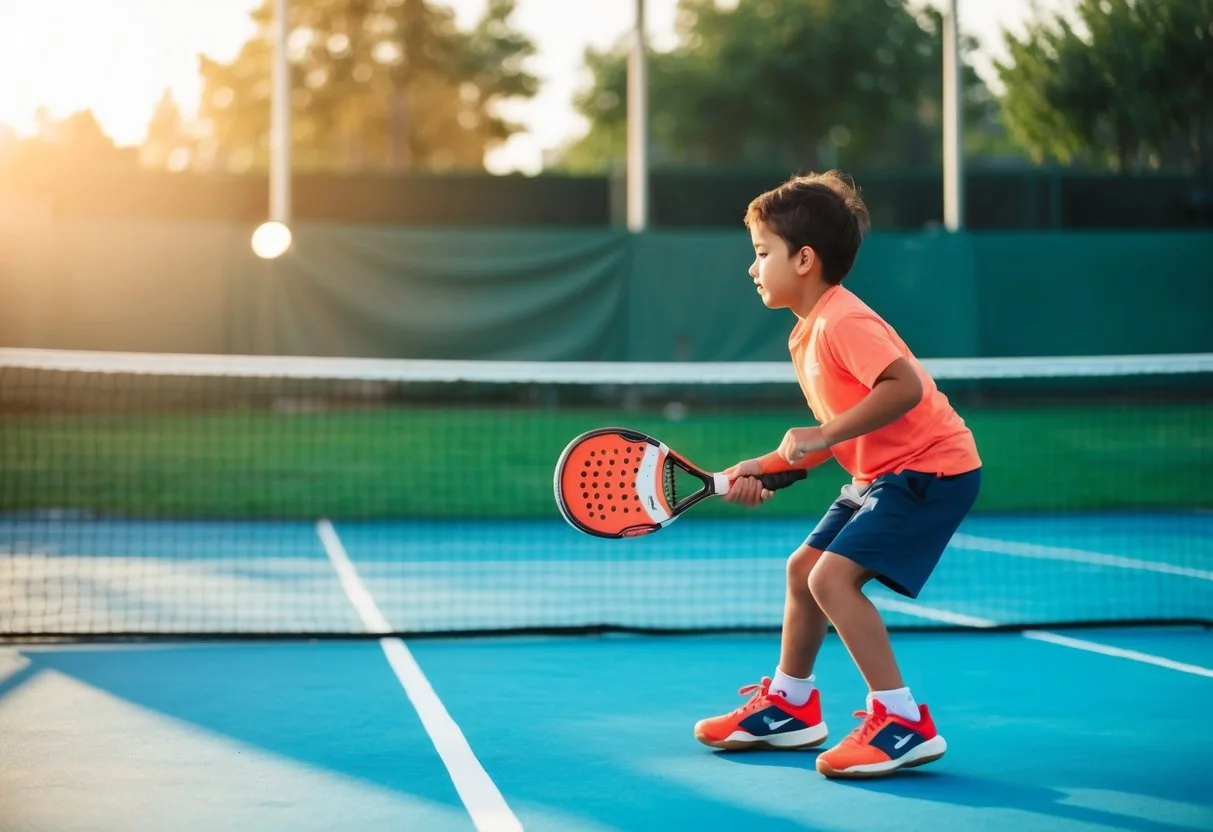 A child der spiller padel tennis i nye padel sko